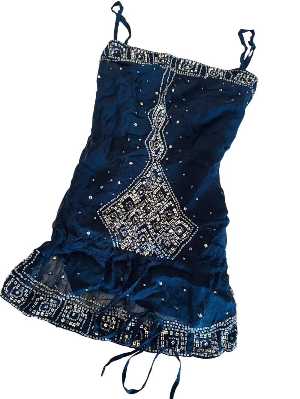 VINTAGE Y2K BLACK BEADED GEOMETRIC CAMI TOP